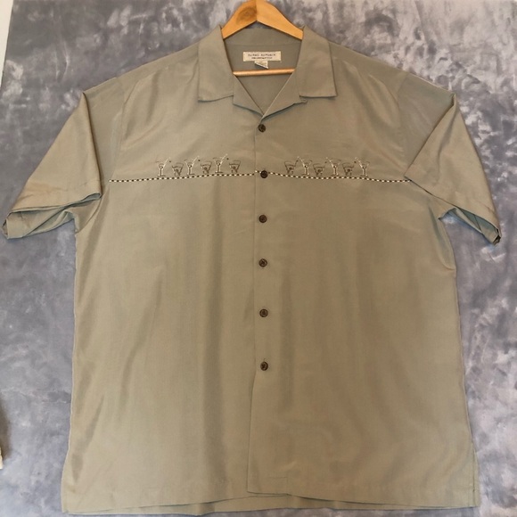 Island Republic Men's Button-down Short Sleeve Shirt, Green Size 2XL - Picture 2 of 8